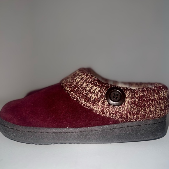 Red The Vermont Country Store Women's Sz6 Suede Clogs Slipper w/Ragg Cuffs - Picture 6 of 15